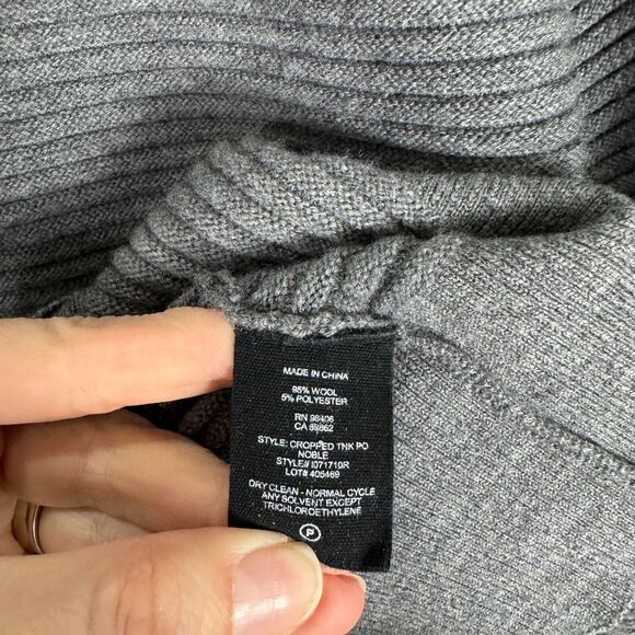 Theory Sweater Womens Smalll S Noble Gray Ribbed Mock Neck Wool Blend Pullover - Picture 8 of 10